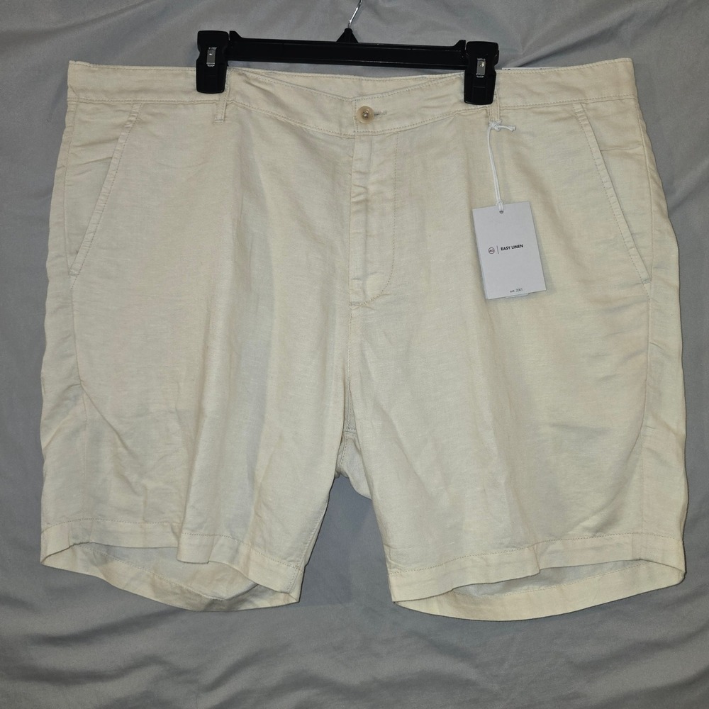 AG Adriano Goldschmied Cipher Slim Shorts 42 Mens Cream Linen Cotton 7" Inseam